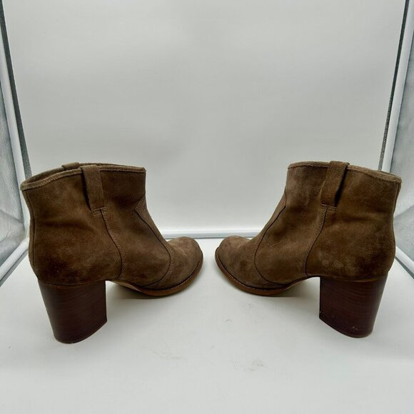 Splendid Lakota Suede Leather Boots Women 11 Brown Taupe Stack Heel Western - Picture 12 of 15